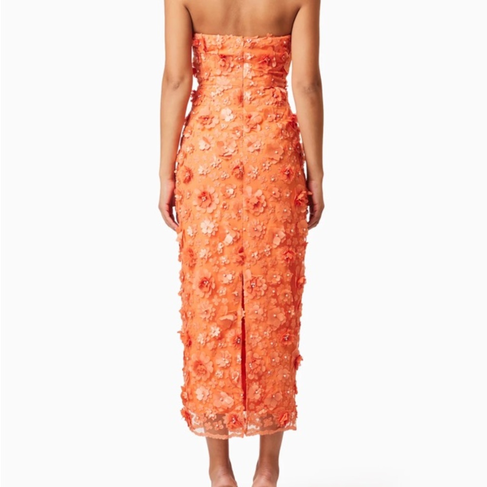 Elliatt Bluebell Midi Dress Orange Strapless - Picture 2 of 10